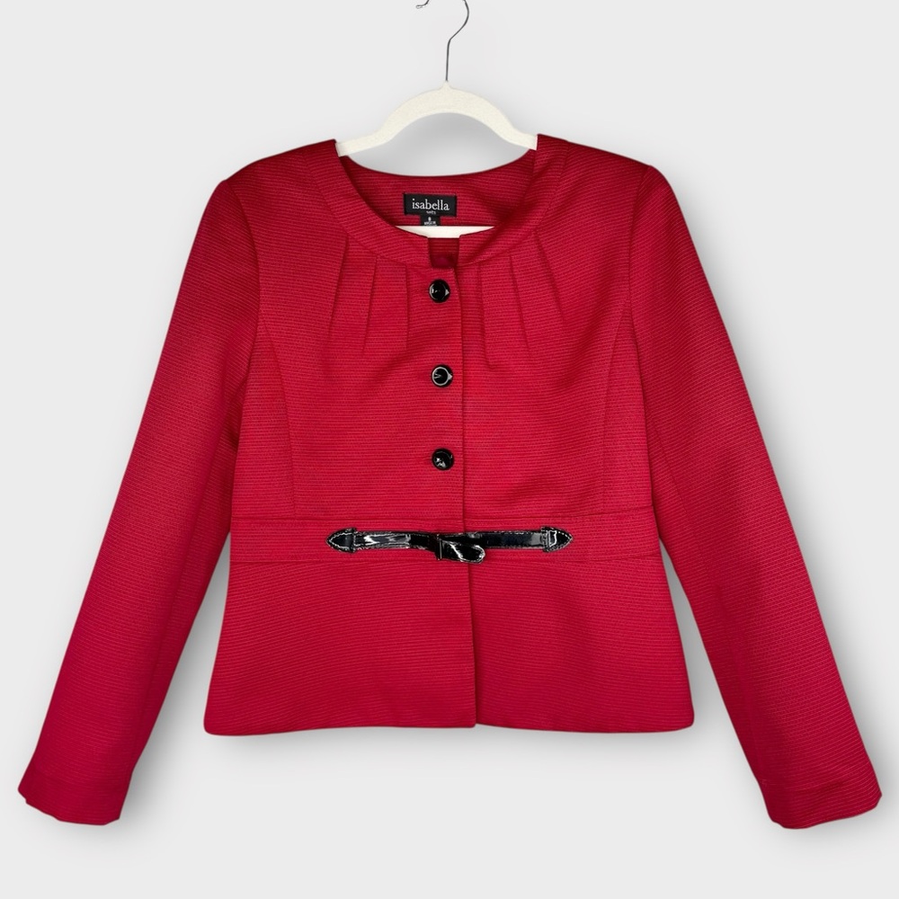 Isabella Red Blazer 8 Peplum Power Suit Black Accents Sophisticated Suit Jacket